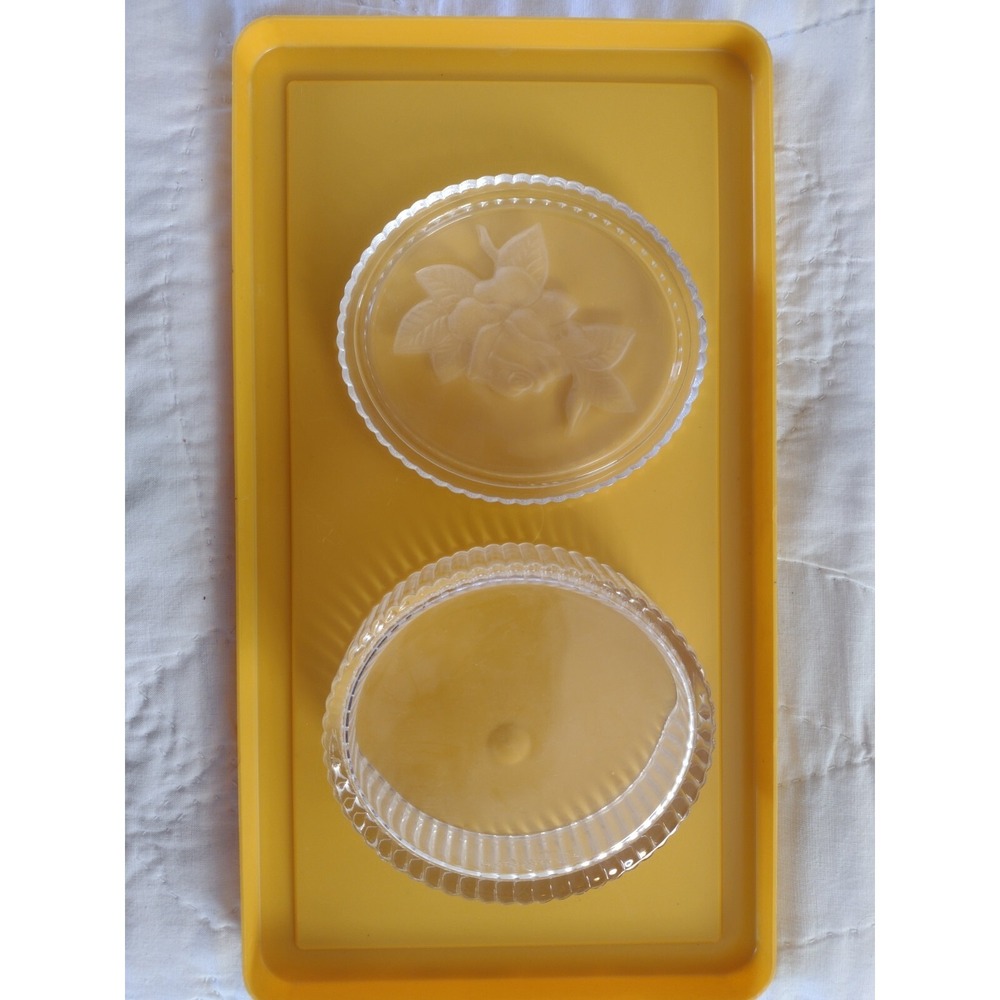 Vtg Teleflora Oval Rose Box Frosted Crystal Glass Jewelry Ribbed Trinket Clear - Picture 4 of 8